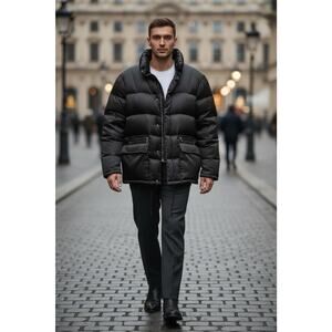 Le Collezioni 100% Silk Down Puffer Coat Black Size Small Vintage 90s Luxury